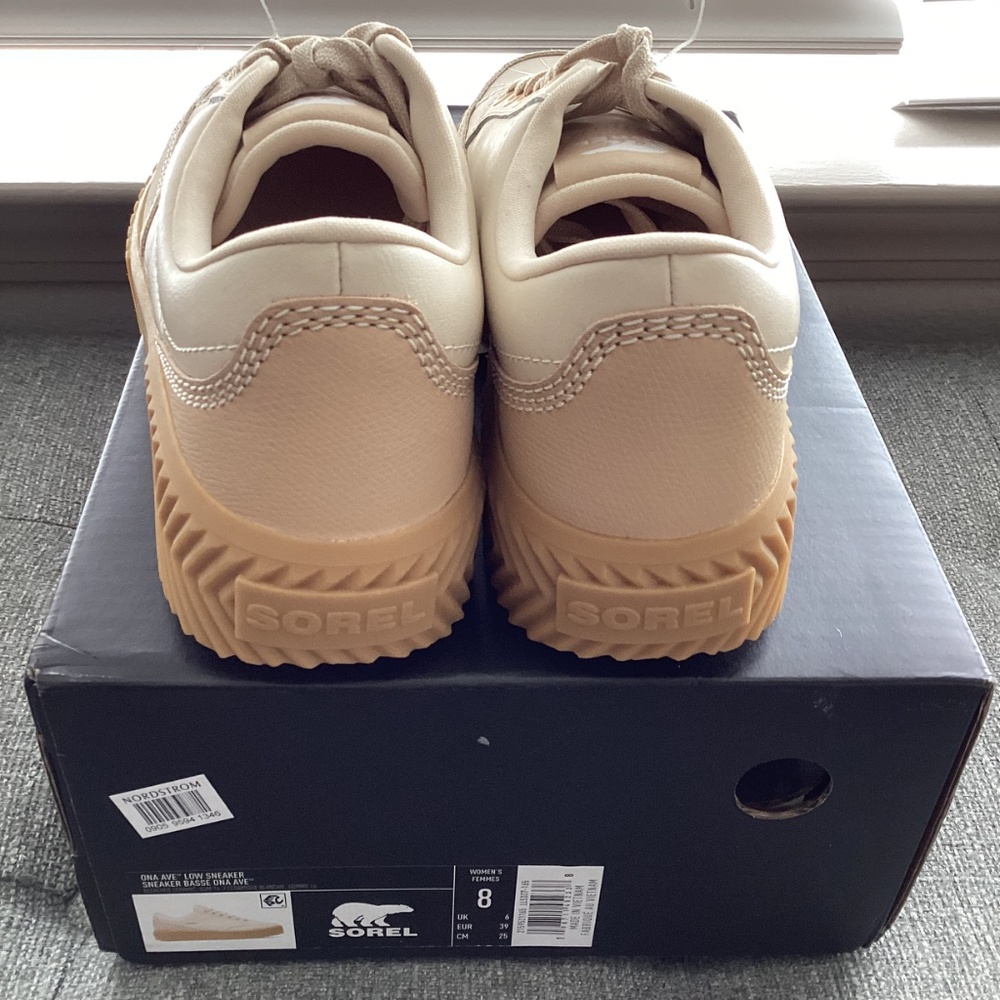 Sorel Women's Cream Sneakers with Tan Gum Sole - Picture 5 of 10